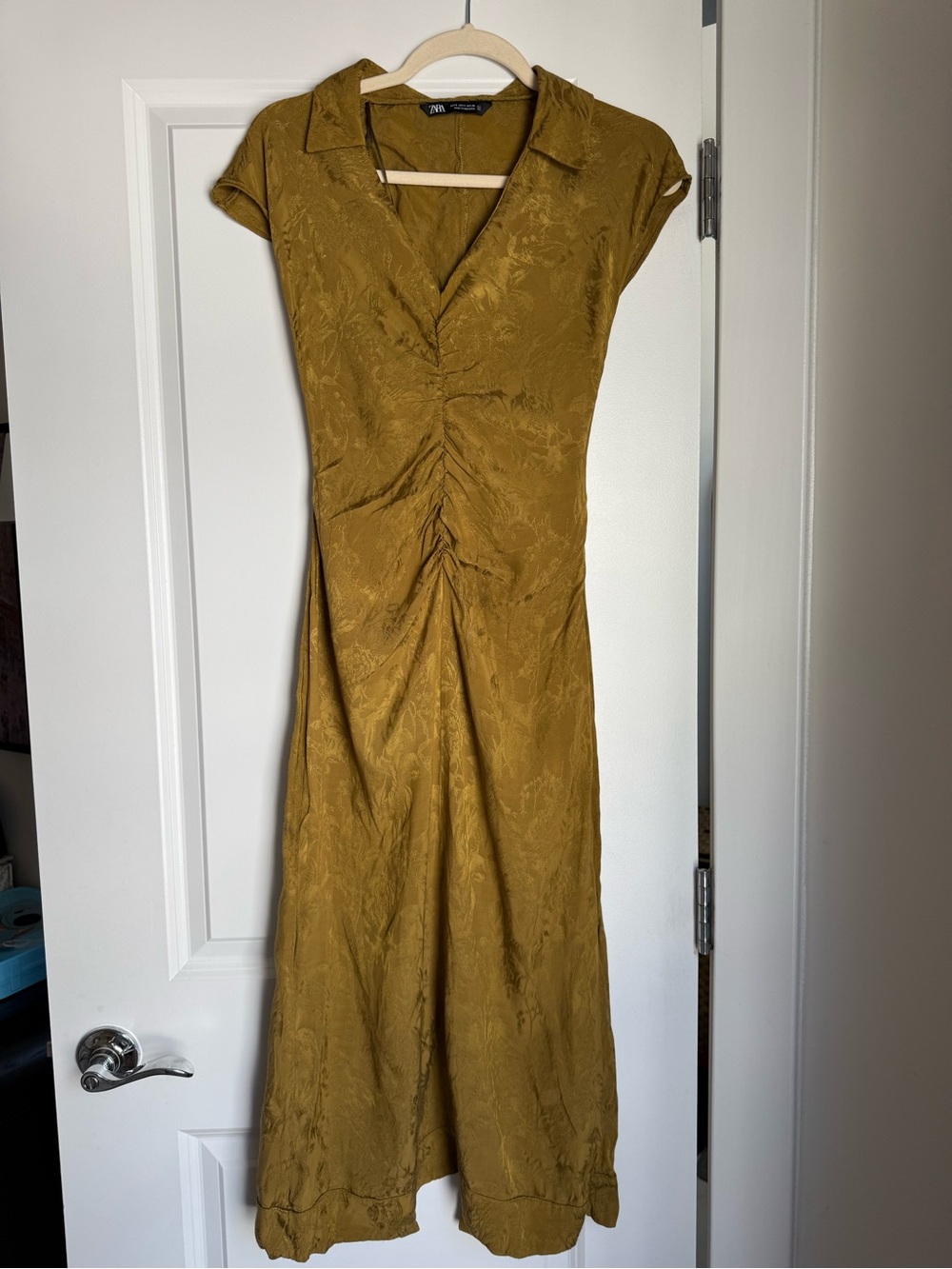 Zara Mustard Collared Midi Dress